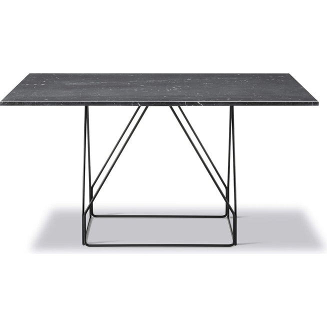 Photo of JG Table 6569 - Dining Table - Black Marquina / Black Powder Coated Steel - W140 X D140 X H72 Cm