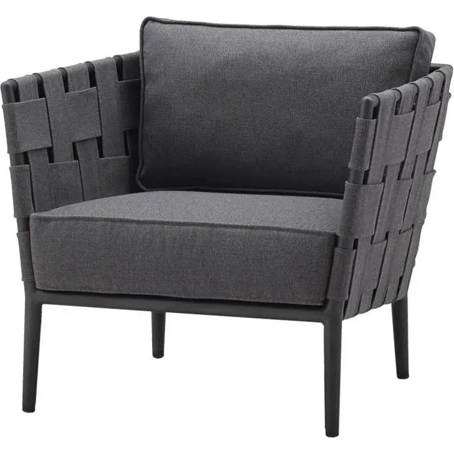 Photo of Conic Lounge Chair, Grey, Cane-line Softtouch - Outdoor Armchairs - Foersom & Hiort-lorenzen Mdd - Metal/textile/foam