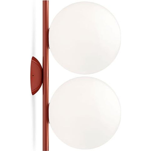 Photo of Ic Lights C/w1 Double Wall Lamp Burgundy, Opal