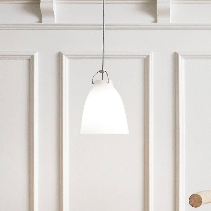 Photo of Caravaggio 1 Pendant White Opal Glass-grey Textile Cord