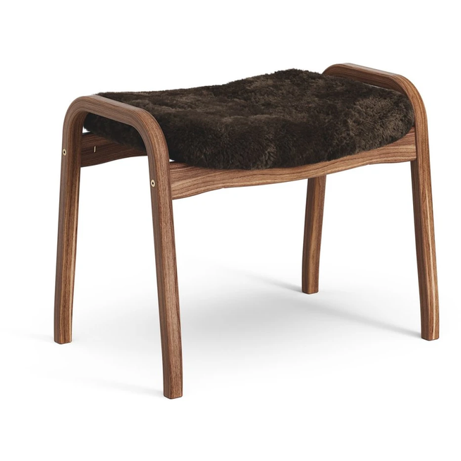 Photo of Lamino Foot Stool Oiled Walnut/sheep Skin Espresso (brown)