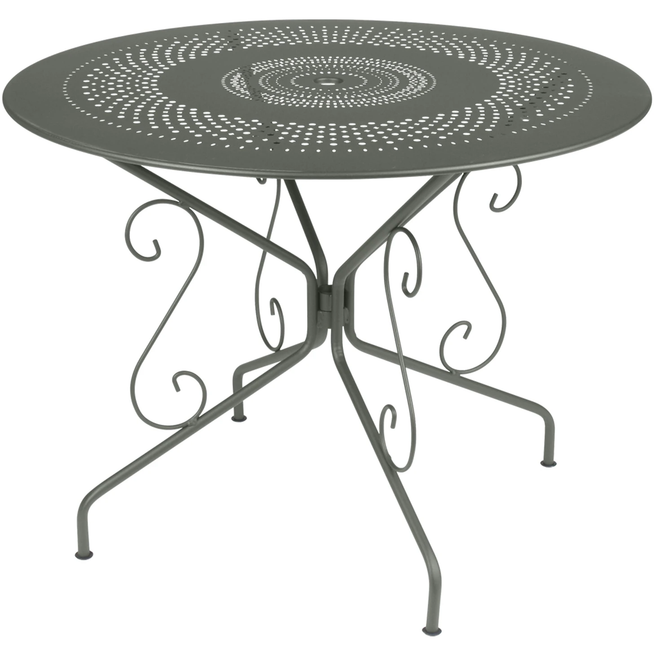 Photo of Montmartre Table Ø 96 cm, Rosemary - Outdoor dining table - Green - Metal
