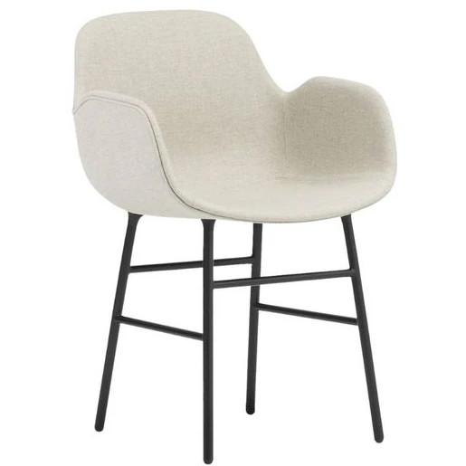 Photo of Form Armchair Full Upholstery Steel - Spisebordsstol - Black Steel / Main Line Flax: Mlf20 (upminster, Sand) - H80 X W56 X D52 X Sh44 Cm