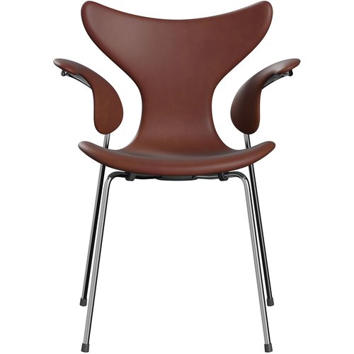 Photo of 3208 Liljan Armchair Anniversary Collection - Dining chairs - Arne Jacobsen - Brown - Leather/metal/foam