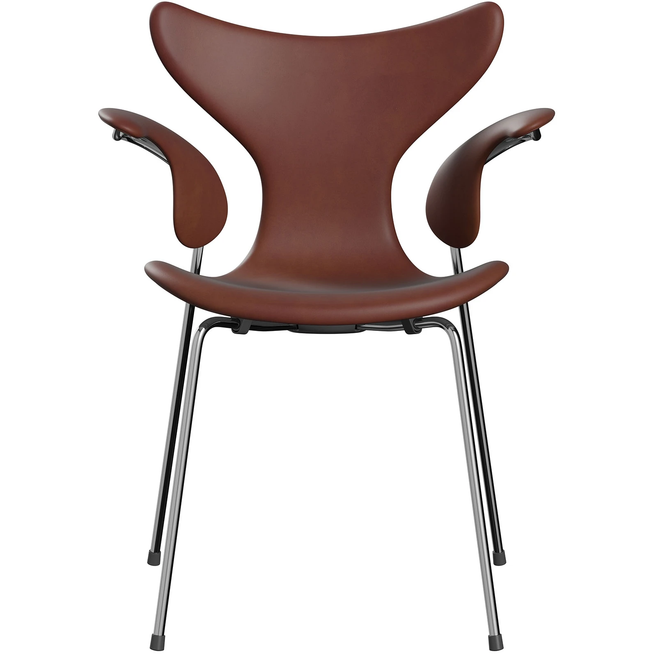 Photo of 3208 Liljan Armchair Anniversary Collection - Dining chairs - Arne Jacobsen - Brown - Leather/metal/foam