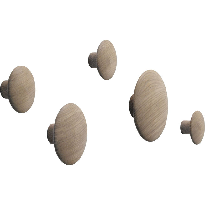 Photo of The Dots Coat Hooks Set Of 5, Oak - Krokar - Lars Tornøe - Träfärgad