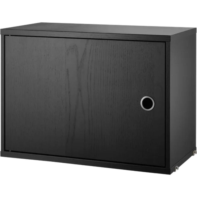 Photo of String cabinet with door 58 x 30 x 42 cm, 1-p, black stained ash - Storage cabinet - black - mdf