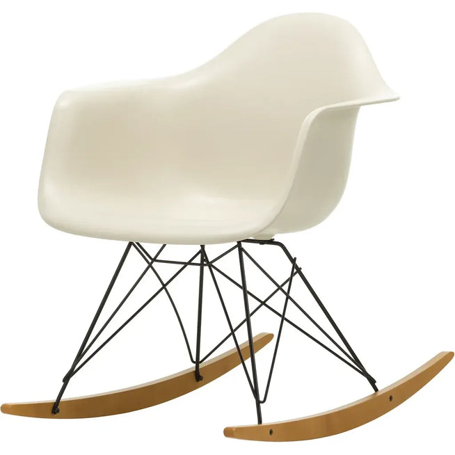 Photo of Eames Plastic Armchair Rar - 11 Pebble - Basic Dark Base - Golden Maple - Dining Chairs - White - Metal/wood/plastic