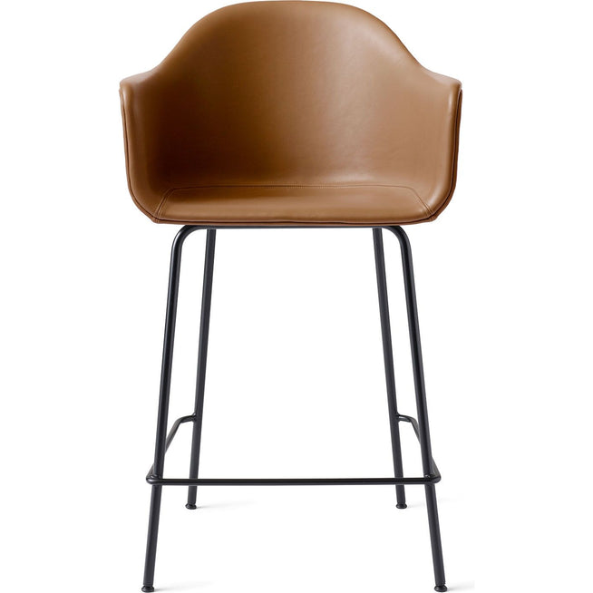 Photo of Harbour Counter Chair Black Steel Base Shell Leather Dakar 0250 - Barstolar & Barpallar - Norm Architects - Svart - Läder/metall/syntetiskt/plast