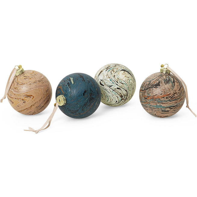 Photo of Marble Baubles - Julekugle - L - Set Of 4 - Mixed - Ø10 X H11 Cm