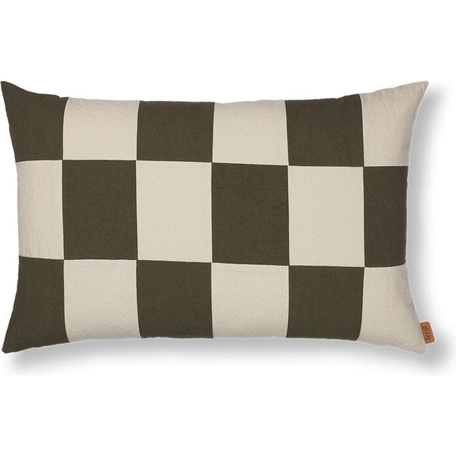 Photo of Fold Patchwork Pude - Pude - Dark Olive /undyed - W60 X D1 X H40 Cm