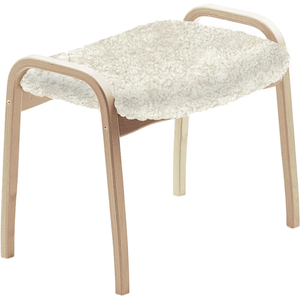 Photo of Lamino Stool, Beech, Sheepskin Off-white - Footstools - Yngve Ekström - White - Wood/wool