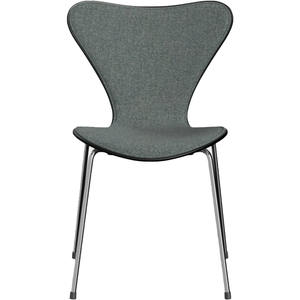 Photo of 3107 Sjuan - Front clad, Black, Fabric, Hallingdal 130 - Dining chairs - Arne Jacobsen - Grey - Metal/wood/textile material