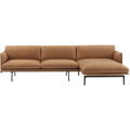 Outline Sofa Chaise Longue Right, Silk Leather Black - Divansoffor - Anderssen & Voll - Svart