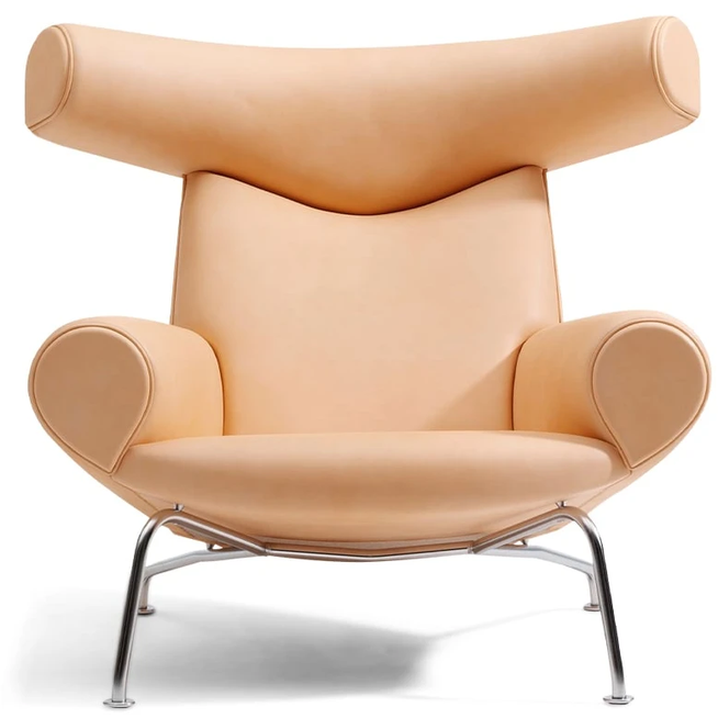 Photo of Wegner Ox Armchair Leather Vegeta 90-chrome
