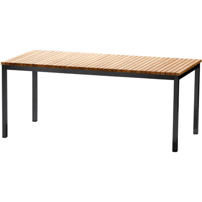 Photo of Häringe Table Large, Black Stainless Steel, Teak Slats - Outdoor dining table - Joacim Wahlström,carl Jägnefeldt - Wood coloured - Metal/wood