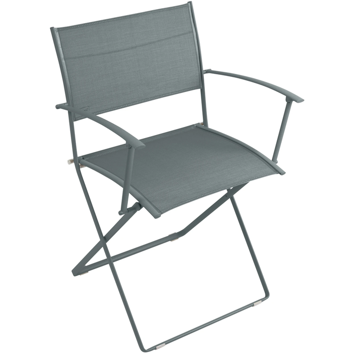 Photo of Plein Air Armchair, Storm Grey - Outdoor dining chairs - Pascal Mourgue - Grey - Metal/textile material