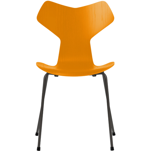 Photo of 3130 Grand Prix, Färgad Ask, Burnt Yellow, Underrede Warm Graphite - Matstolar - Arne Jacobsen - Gul - Metall/trä