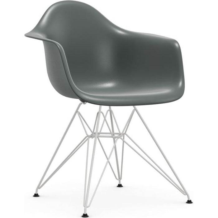 Photo of Eames Plastic Armchair Dar - 23 Ice Grey - White Base - Dining Chairs - Metal/plastic