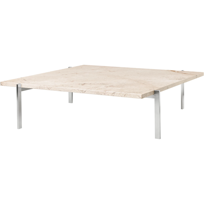 Photo of Pk61a, Beige Marble - Coffee table - Poul Kjærholm - Beige - Metal/stone