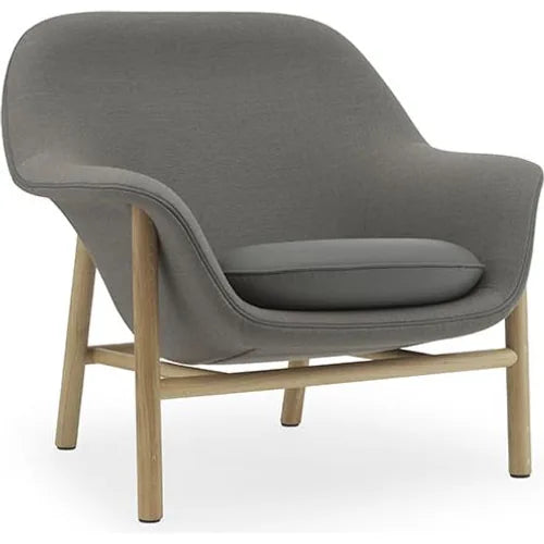 Photo of Drape Chair Low - Armchair - Ultra Leather / Oak - H85 X W93 X D81 X Sh43 Cm