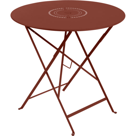 Photo of Floréal Table Ø 77 cm, Red ochre - Outdoor dining table - Red - Metal