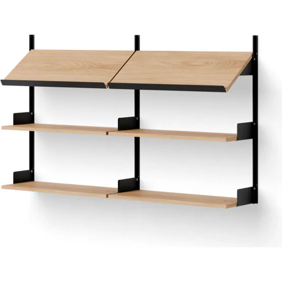 Photo of New Works Office Shelf - Hylde - Oak / Black - H94 X W163.5 X D30.5 Cm
