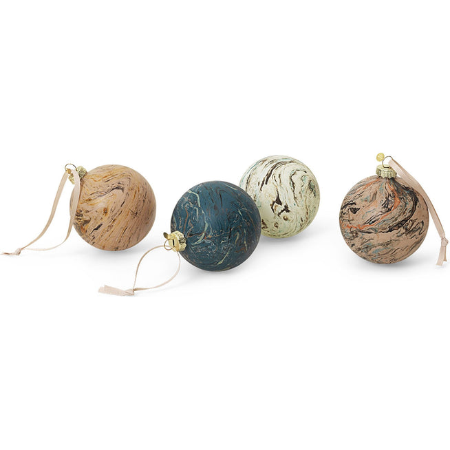 Photo of Marble Baubles - Julekugle - M - Set Of 4 - Mixed - Ø8 X H9 Cm