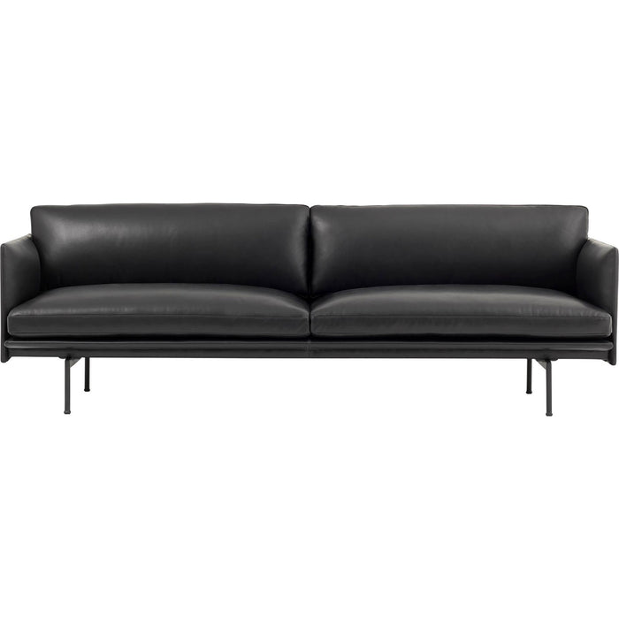 Outline Sofa 3-seater, Silk Leather Black - Soffor - Anderssen & Voll - Brun
