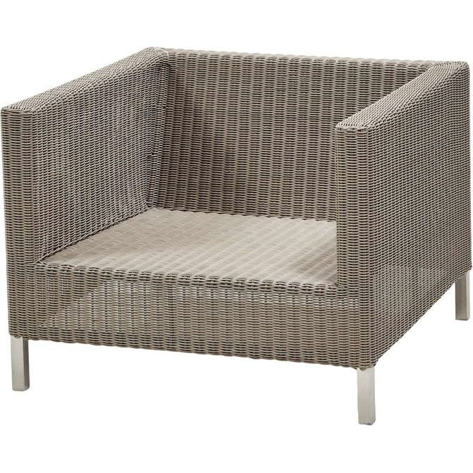 Photo of Connect Lounge Chair, Cushion: Brown, Cane-line Weave, Cane-line Natté, Legs: Galvanized Steel - Outdoor Armchairs - Cane-line Design Team - Metal/Textile Material