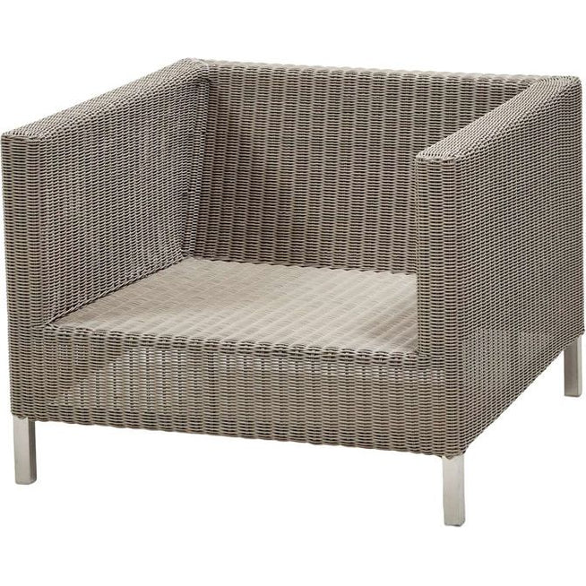 Photo of Connect Lounge Chair, Cushion: Brown, Cane-line Weave, Cane-line Natté, Legs: Galvanized Steel - Outdoor Armchairs - Cane-line Design Team - Metal/Textile Material
