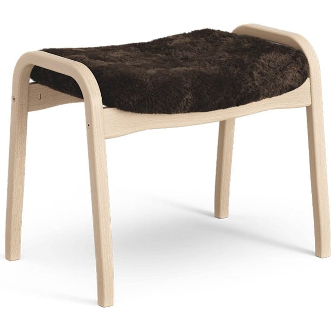 Photo of Lamino Footstool Sheepskin Espresso, Natural Lacquered Beech