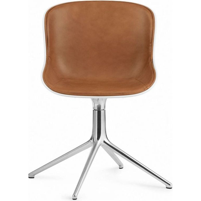Photo of Hyg Swivel Chair / Front Upholstery - Dining Chair - White / Ultra Leather Brandy - H: 84 X L: 54 X D: 55,5 X Sh: 46 Cm 1