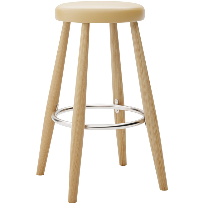 Photo of Carl Hansen - Ch58 Low Stool, Oiled Oak, Leather Group B Thor - 325 - Bar stools & Bar stools - Hans J. Wegner - Wood - Leather/metal/wood