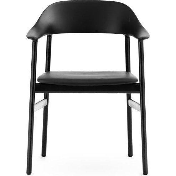 Photo of Herit Chair Arm Rest & Leather Upholstery Black Oak Black