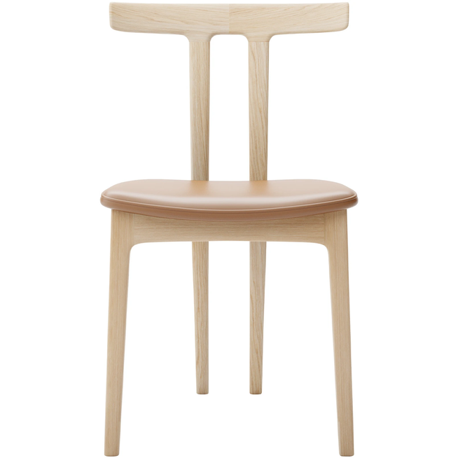 Photo of Carl Hansen - Ow58, T-chair, White Oiled Oak, Leather Cat. B Thor 307 - Matstolar - Ole Wanscher - Läder/trä/skum