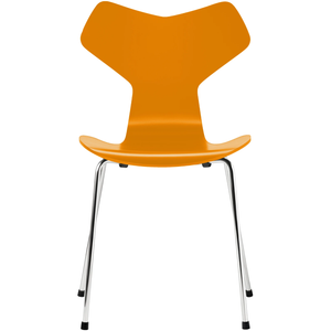 Photo of 3130 Grand Prix, Lacquered, Burnt Yellow, Underframe Chrome Steel - Dining chairs - Arne Jacobsen - Yellow - Metal/wood