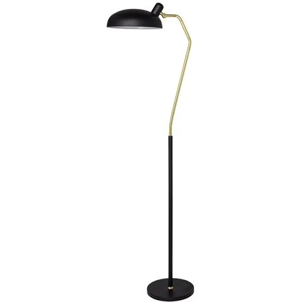 Floor lamp, black metal with gold surface