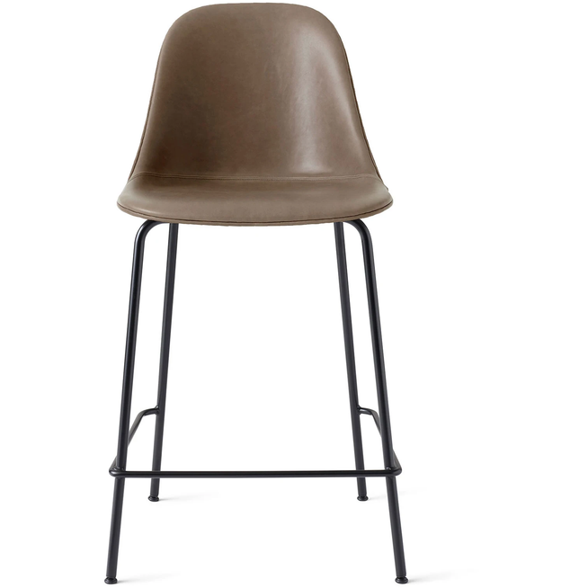 Photo of Harbour Counter Side Chair Black Steel Base Shell Leather Dakar 0311 - Barstolar & Barpallar - Norm Architects - Svart - Läder/metall/syntetiskt/plast