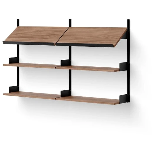Photo of New Works Office Shelf - Hylde - Walnut / Black - H94 X W163.5 X D30.5 Cm