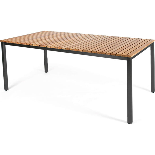 Photo of Häringe Table Medium, Black Stainless Steel, Teak Slats - Outdoor dining table - Joacim Wahlström,carl Jägnefeldt - Wood-coloured - Metal/wood