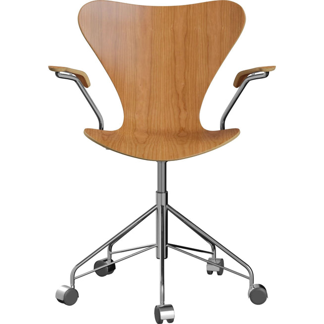 Photo of 3217 Sjuan, Cherry veneer - Desk chairs - Arne Jacobsen - Wood-coloured