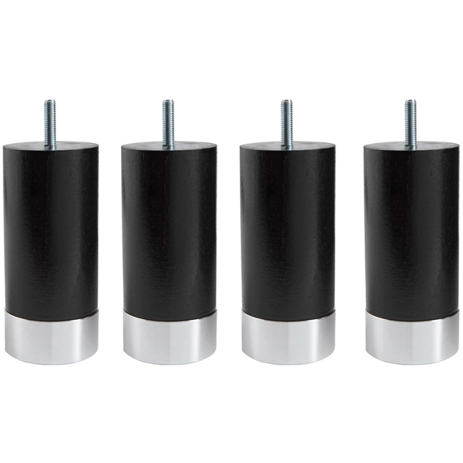 Photo of Cylinder Bed Legs Black With Alu. Foot 17 cm - Bed legs - Wood-coloured