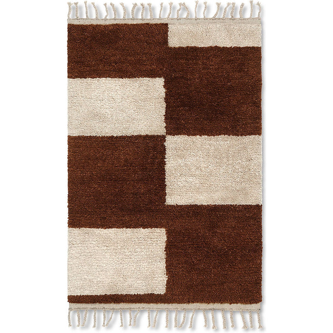 Photo of Mara Knotted Rug - Gulvtæppe - Dark Brick/off-white Lille - B: 80 X H: 120 X D: 4 Cm