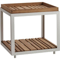 Thumbnail photo of Level Side Table, White, Table Top: Teak - Coffee Table Outdoor - Bykato - White - Metal/Wood