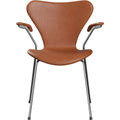 Thumbnail photo of 3207 Sjuan - Fully upholstered, Leather, Grace Walnut - Dining chairs - Arne Jacobsen - Brown - Metal/wood