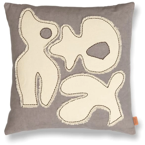 Photo of Figure Cushion - Pude - Figure Cushion - Grey Blue/off-white - W50 X D1 X H50 Cm