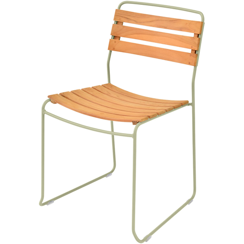 Photo of Surprising Teak Chair - Willow Green - Outdoor Dining Chairs - Harald Guggenbichler - Green - Metal/Wood