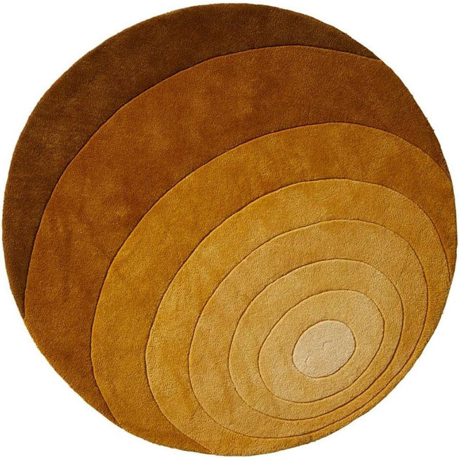 Photo of Luna Rug Ø120, Dark Yellow, 100% New Zealand Wool, Hand Tufted - Mönstrade Mattor - Verner Panton - Gul