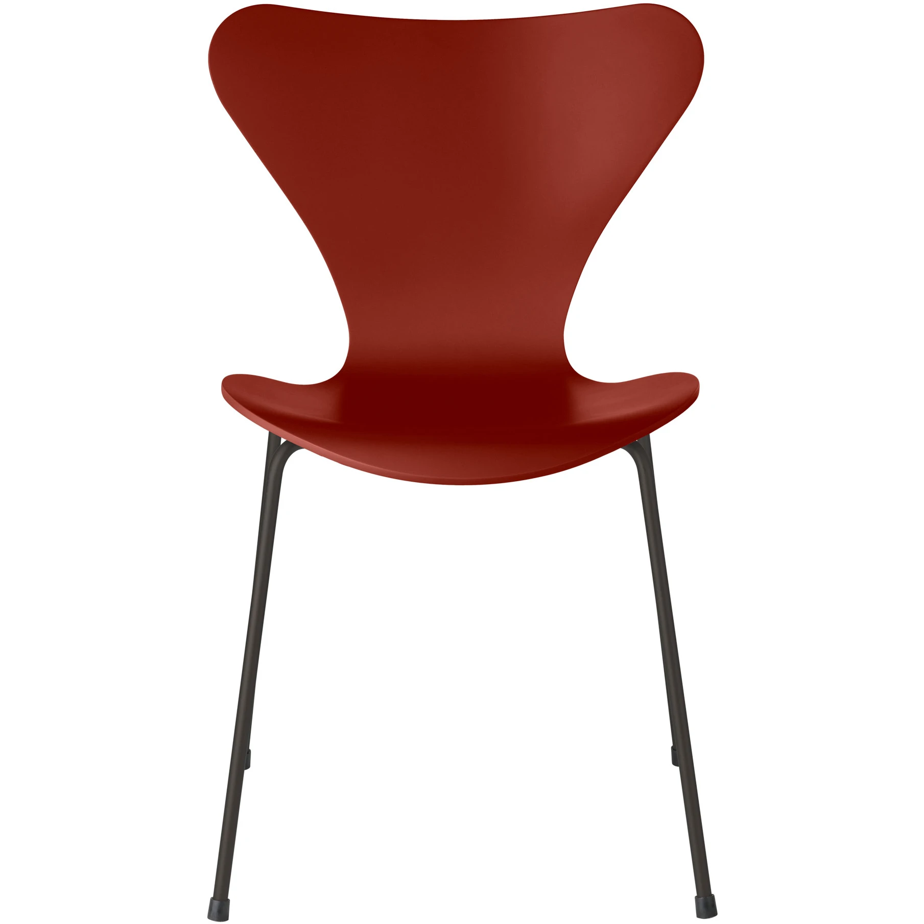 3107 Seven, Coloured Ash, Venetian Red, Underframe Warm Graphite - Dining chairs - Arne Jacobsen - Red - Metal/wood